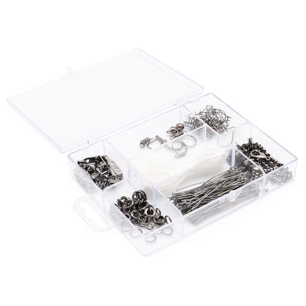 Набор фурнитуры для изготовления бижутерии с нитью 18,28м, черный никель Astra&Craft, 60731