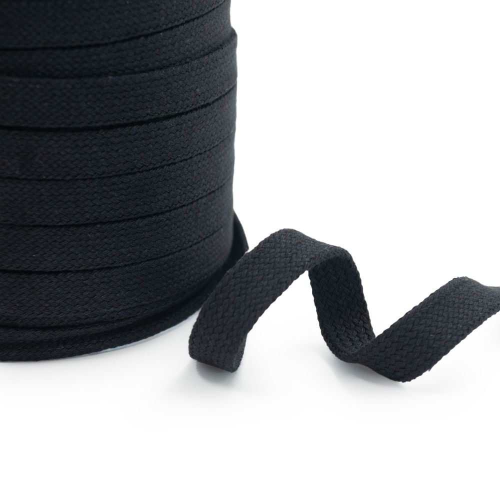 Шнур плоский плетеный х/б ⌀15.0 мм / 75 метров, (ГР) 02 черный, 07-4300