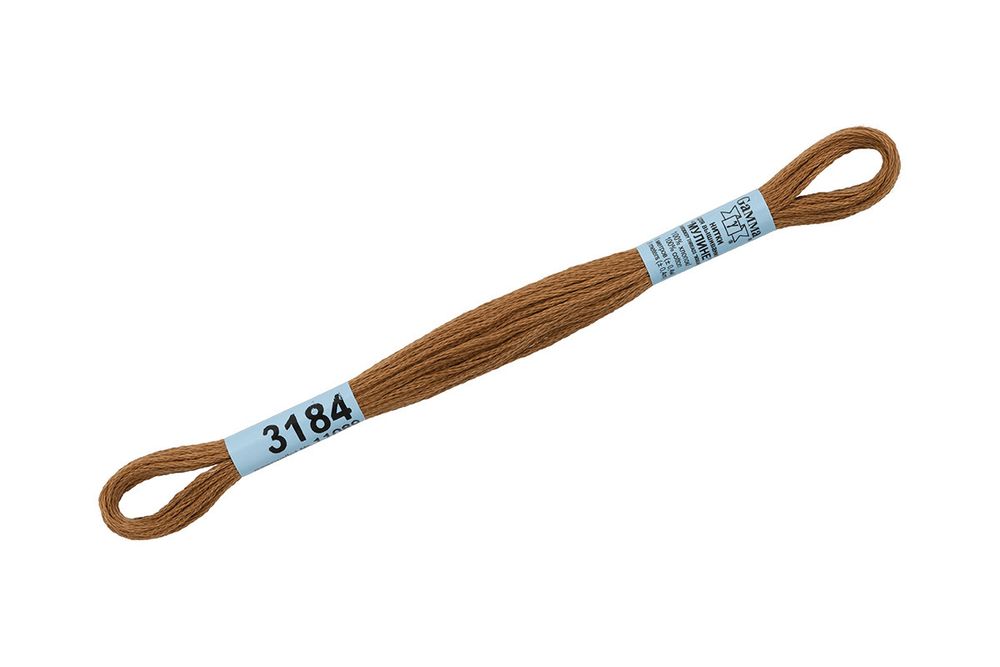 Мулине Gamma 100% хлопок, цв.3184 горчичный, 24 мотка по 8 метров