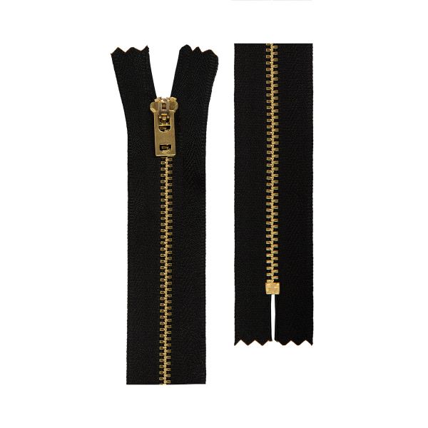 Молния металл Т4 (4 мм) 1 зам., н/раз., 18 см, латунь 3, черный 310, 10 шт, Gamma