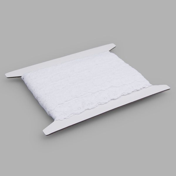 Кружево эластичное (стрейч) 30 мм, белый, 15 м