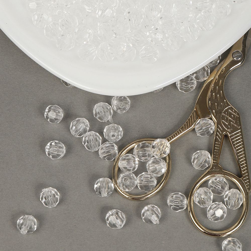 Бусины акрил ⌀8 мм, цв.17 прозрачный, MG.3240-17, уп.500 г, Magic4Hobby