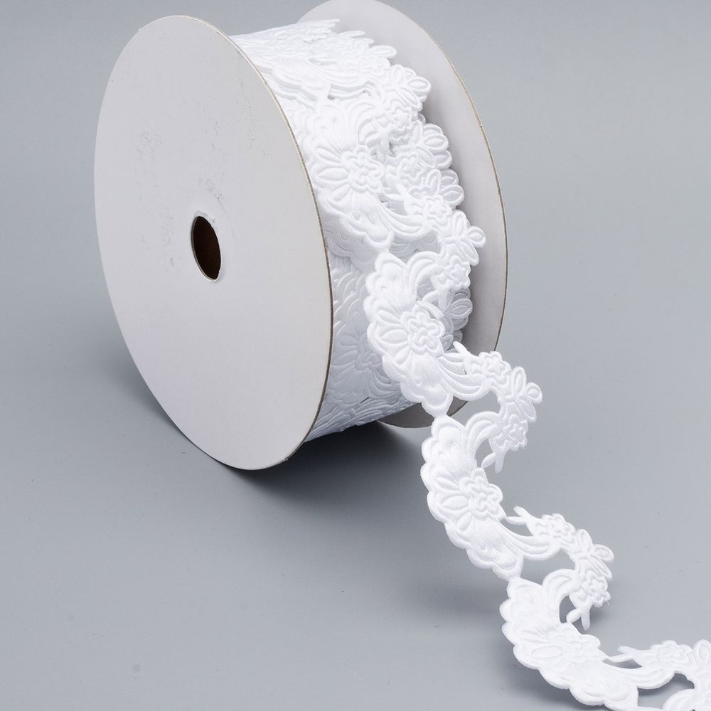 Лента декоративная 45.0 мм / 13.72 метра, белый, 201432