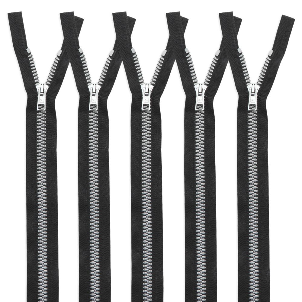 Молния трактор Arta Т6 (6 мм) 1 зам., разъем., 60 см, Decor, цв. 077 черный / 991 алюминий, уп.5 шт