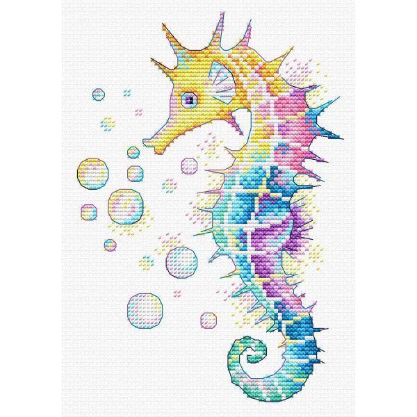 Набор для вышивания нитками МП Студия, Радужный конек 19х13см