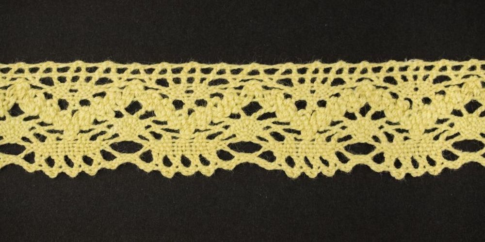 Кружево вязаное (тесьма) 25 мм, цв.св.желтый, Alfa, 25 метров, AF-196-010