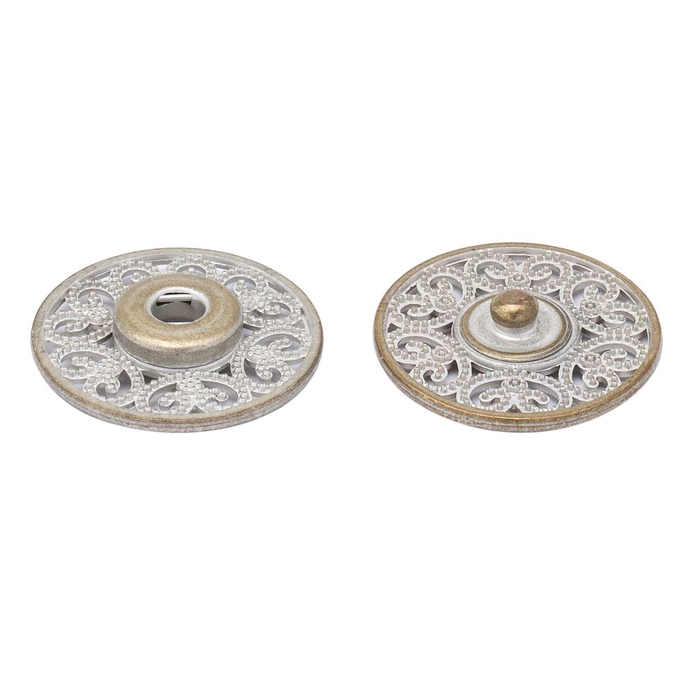 Кнопка пришивная металл ⌀23.0 мм, металл, White, уп.10 шт