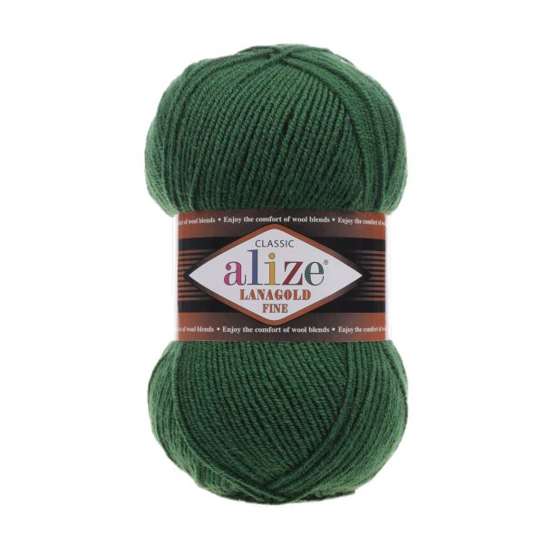 Пряжа Alize (Ализе) Lana Gold Fine / уп.5 мот. по 100 г, 390м, 118 зеленая трава A
