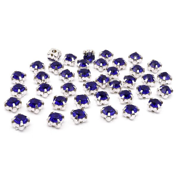 Хрустальные стразы в цапах/серебро, 6мм, 40 шт/упак, Astra&Craft (25 синий), 4AR169/176