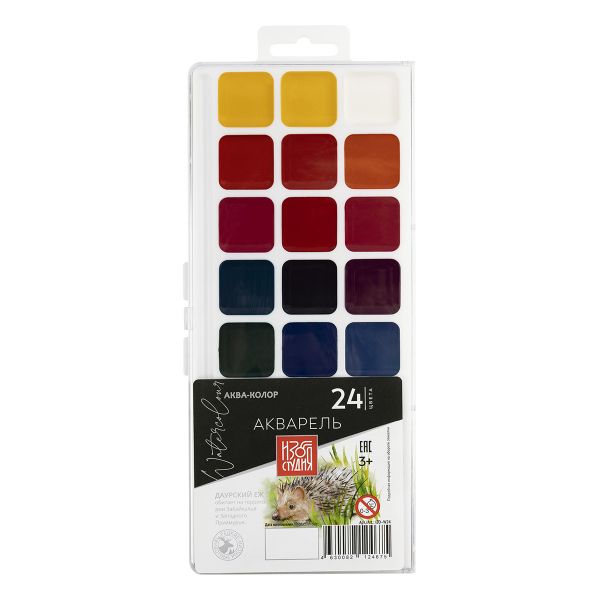 Краска акварель без кисти 24 цв, Аква-колор IZO-W24