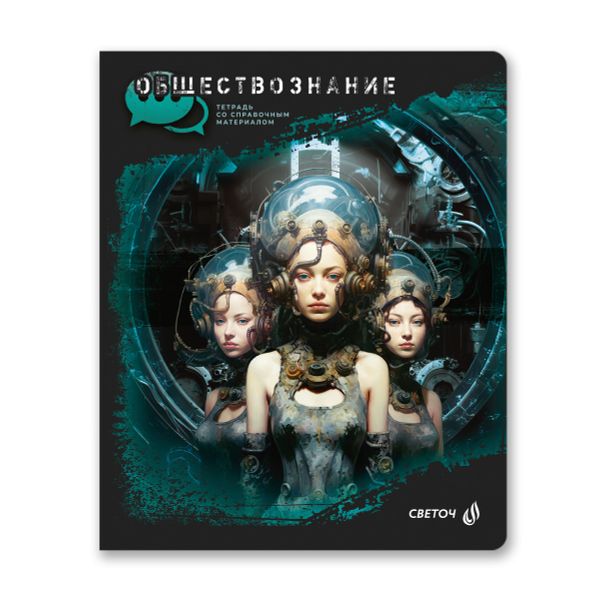 Тетрадь со справочным материалом Эволюция, глянцевая ламинация, A5+ 48 л. на скобе 65 г/м², белизна 100%, 10 шт, клетка, 00886 Обществознание, Светоч 48Т5