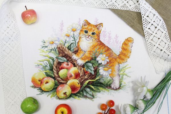 Набор для вышивания нитками МП Студия, Рыжий садовод, 15х13 см