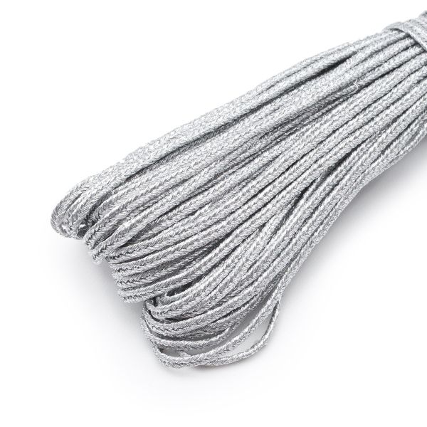 Шнур металлизированный сутаж ⌀2.0 мм / 20 метров, серебро