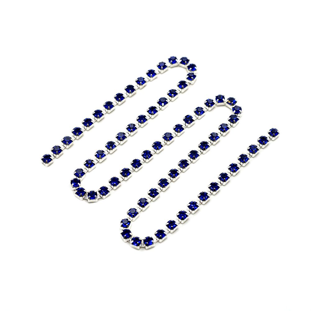 Стразовые цепочки (серебро), цвет: сапфир, размер 3 мм, 30 см/упак., ЦС005СЦ3