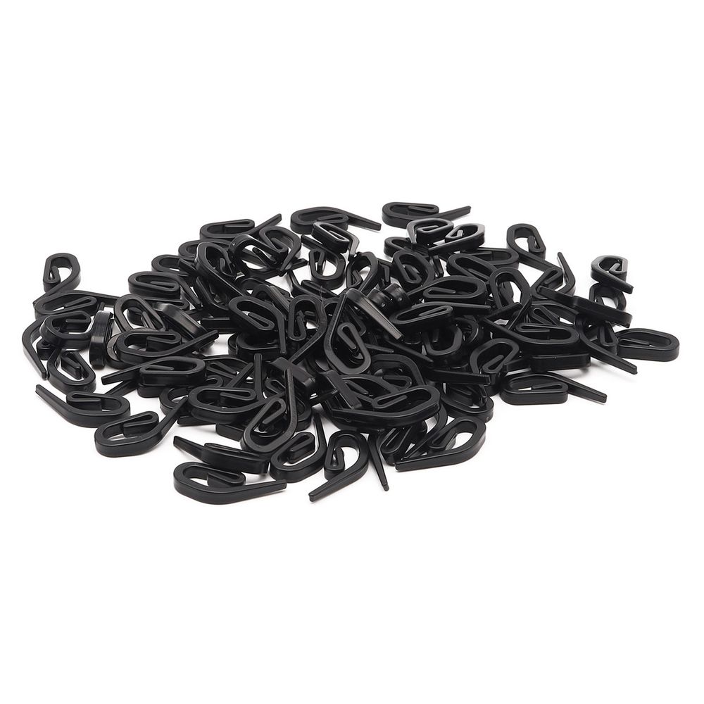 Крючки шторные для карниза 26.5 мм, улитка усиленные, пластик, черный, 100 шт/упак