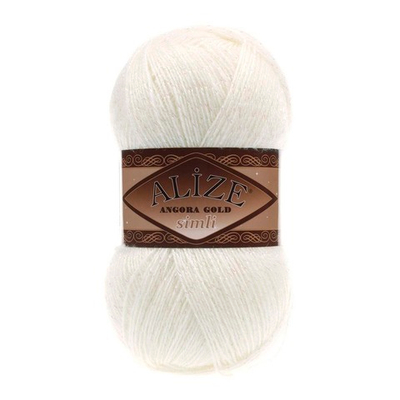 Пряжа Alize (Ализе) Angora Gold Simli / уп.5 мот. по 100 г, 500м, 062 молочный A