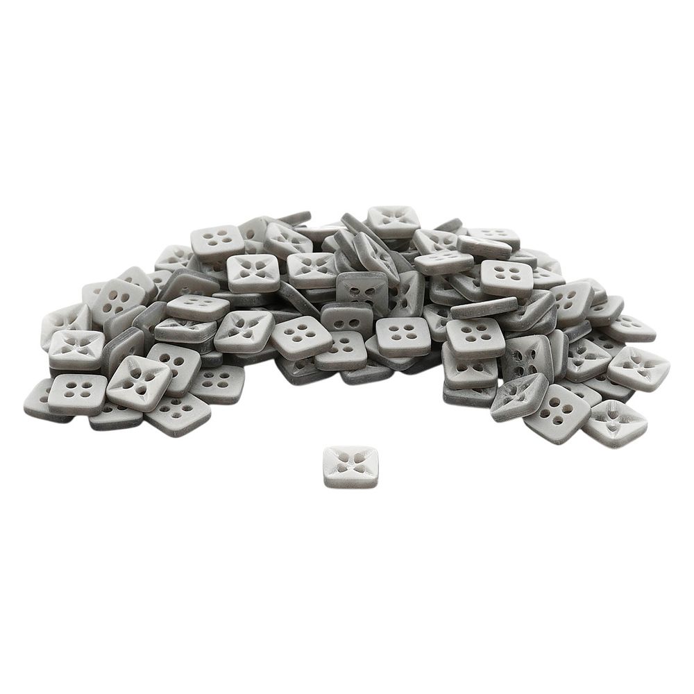 Пуговицы 4 прокола 18L (11мм), квадрат, пластик (col.02 светло-серый), CB_M-26, 144 шт