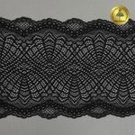 Кружево бельевое эластичное 190 мм / 3 м, 6389, цв.02 черный, Kruzhevo