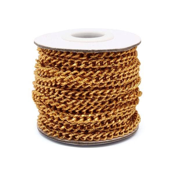 Цепь алюминиевая 5,9 мм, 4,2 мм, боб(10 м) (золото) K18315