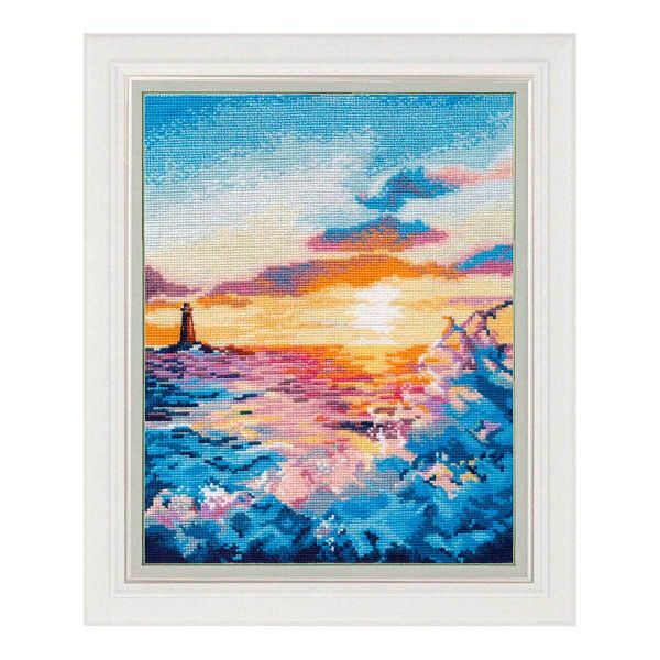 Набор для вышивания нитками Овен, Закат на море 26х20см