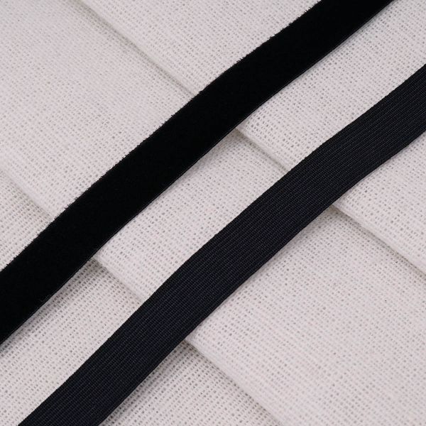 Лента бархатная (тесьма) эластичная 10.0 мм / 32.9±2 метров, 03 черный