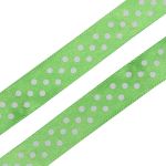 Лента атласная в горошек 15.0 мм / 3 метра, зеленый, Globus