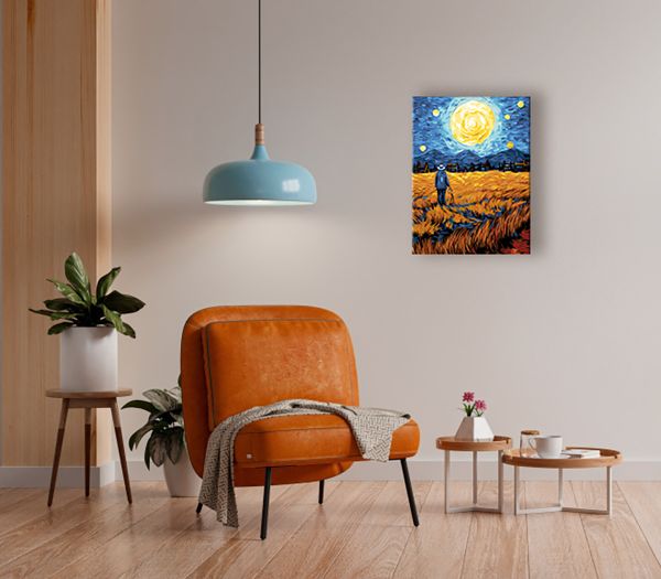 Картина по номерам Фрея PNB/PMC-295, Звездная ночь над полем, (цветной холст) 40х30 см