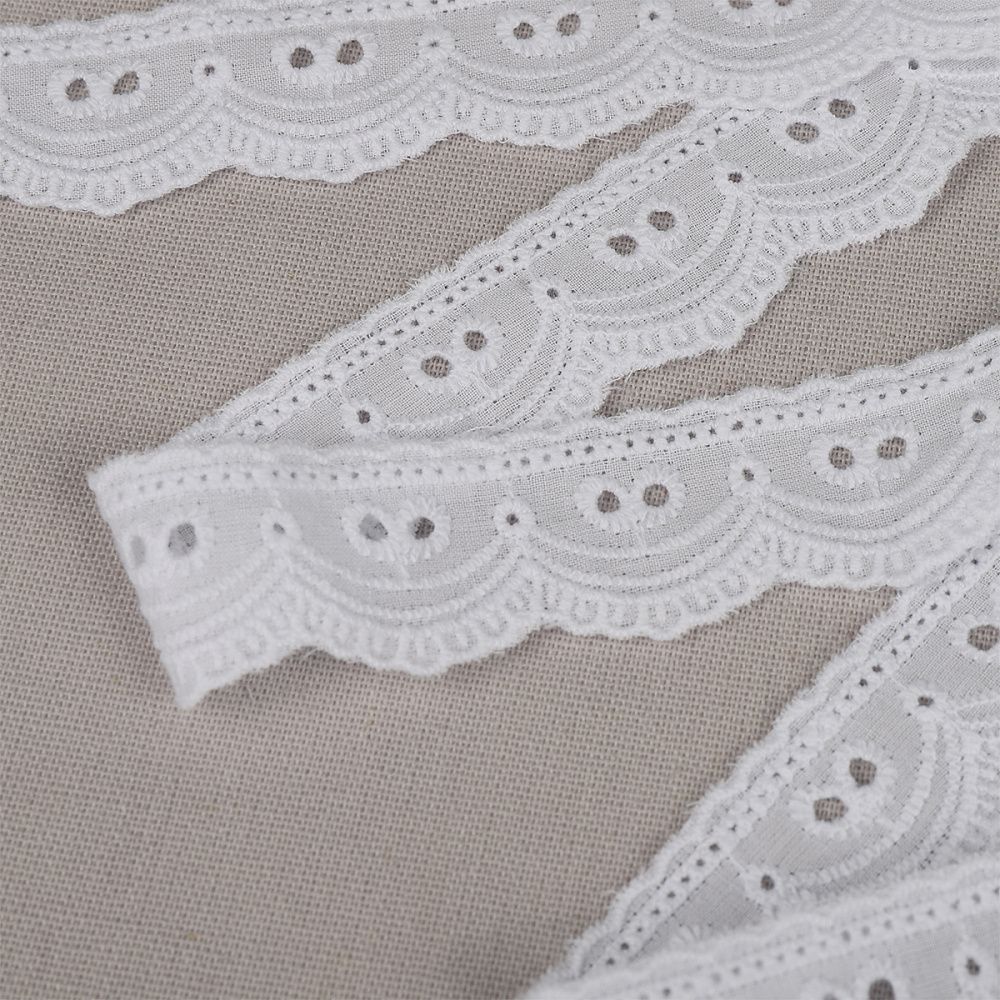 Кружево шитьё хлопок.9772 25 мм, цв.01 белый, уп.13.71м, Kruzhevo