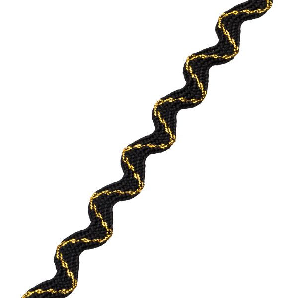 Тесьма вьюнчик 9 мм / 20 метров, с метанитью, рис 9901, черный с золотом, С3891Г17