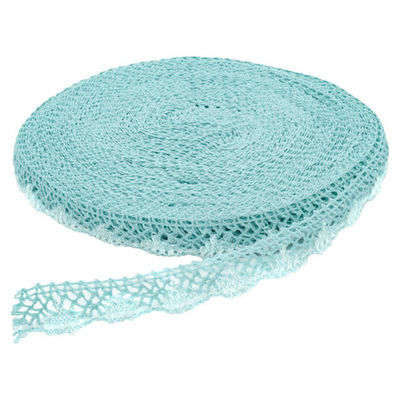 Кружево вязаное (тесьма) хлопковое 28 мм / 25 метров, рис.28.01.021 (мятный/белый) С3749Г17