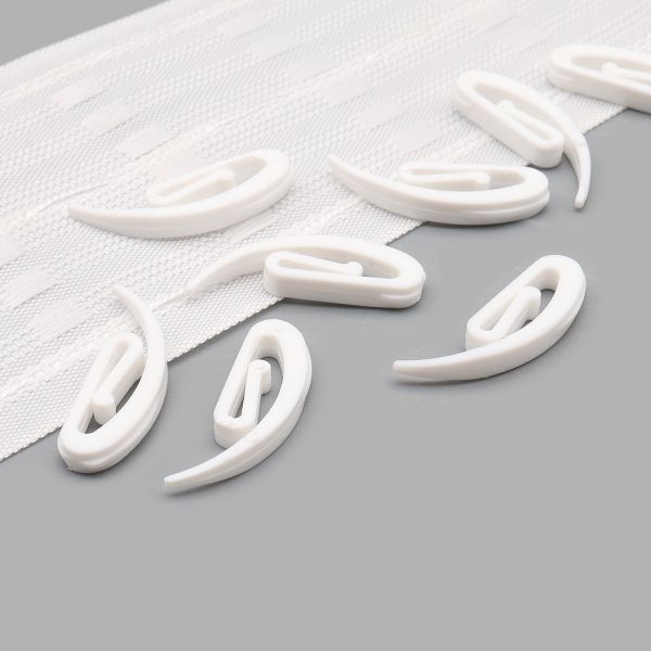 Крючки шторные для карниза 30 мм, улитка, пластик, белый, 100 шт, (PPA598)