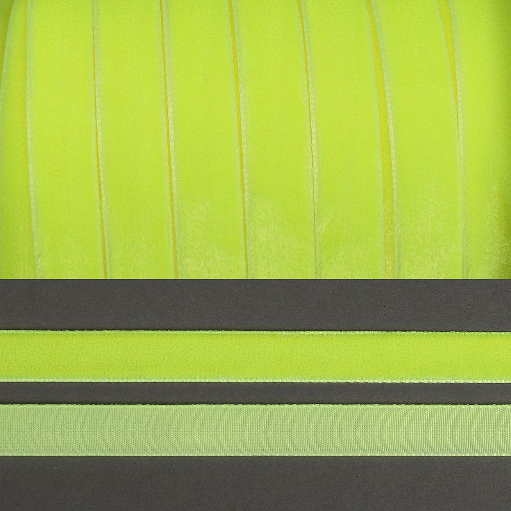 Лента бархатная (тесьма) 10.0 мм / 20±1 метров, LB10229F нейлон неоновый желтый