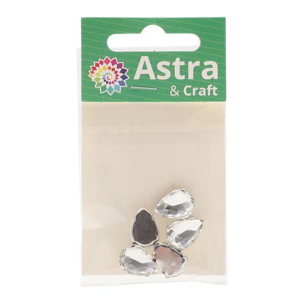 Хрустальные стразы в цапах формы капля, белый 10х14 мм, 5 шт., АЦ001НН1014