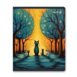 Тетрадь ученическая общая, матовый сплошной лак+запечат.форзац+титул лист A5+ 48 л. на скобе 65 г/м², белизна 100 %, 10 шт, клетка, 01122 Загадочные коты, Светоч Т76