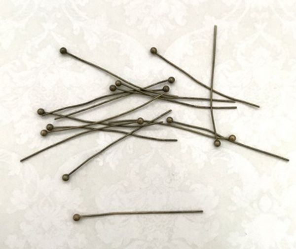 Пины с шариком 35 мм, 14 шт, цв.бронза, 25607