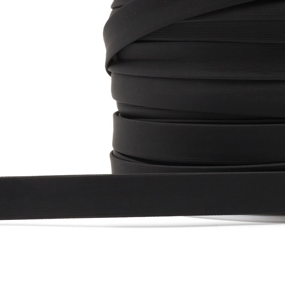 Косая бейка кожзам 10 мм / 50 м, черный матовый, ГТБЛ