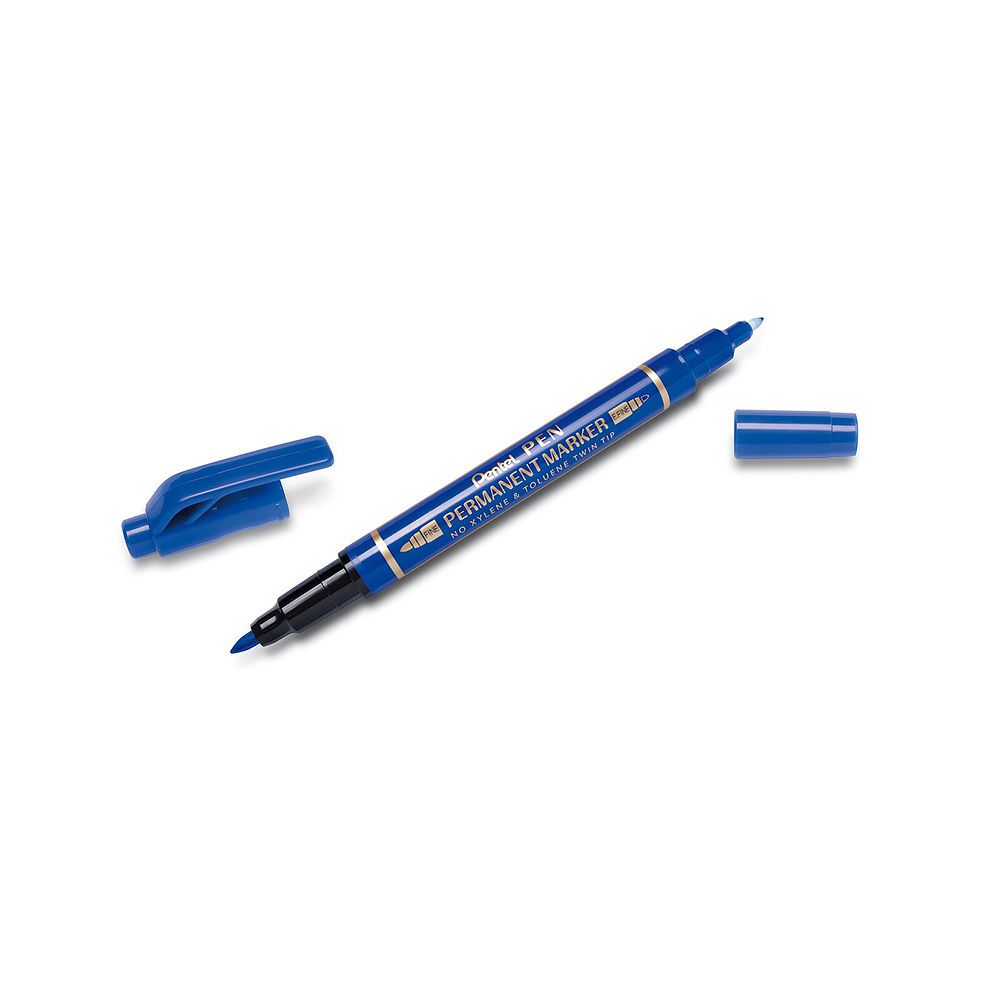 Маркер перманентный Pen Twin Tip New 0.3-1.2 мм, пулевидный 12 шт, N75W-CE двухсторонний, Pentel