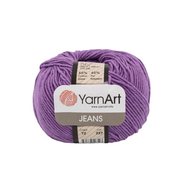 Пряжа YarnArt (ЯрнАрт) Jeans / уп.10 мот. по 50 г, 160м, 72 сиреневый