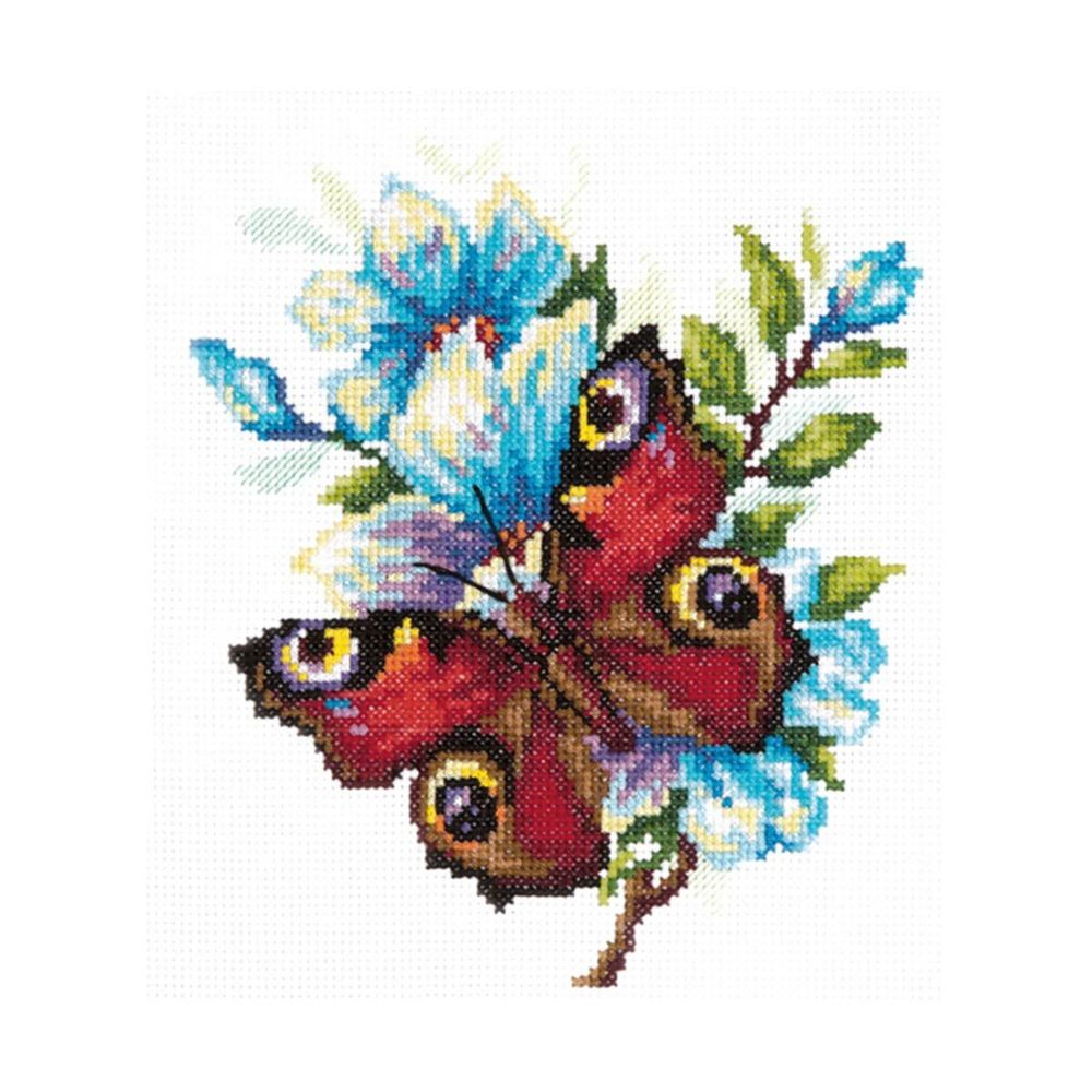 Набор для вышивания нитками Чудесная игла, Павлиний глаз, 17х17 см