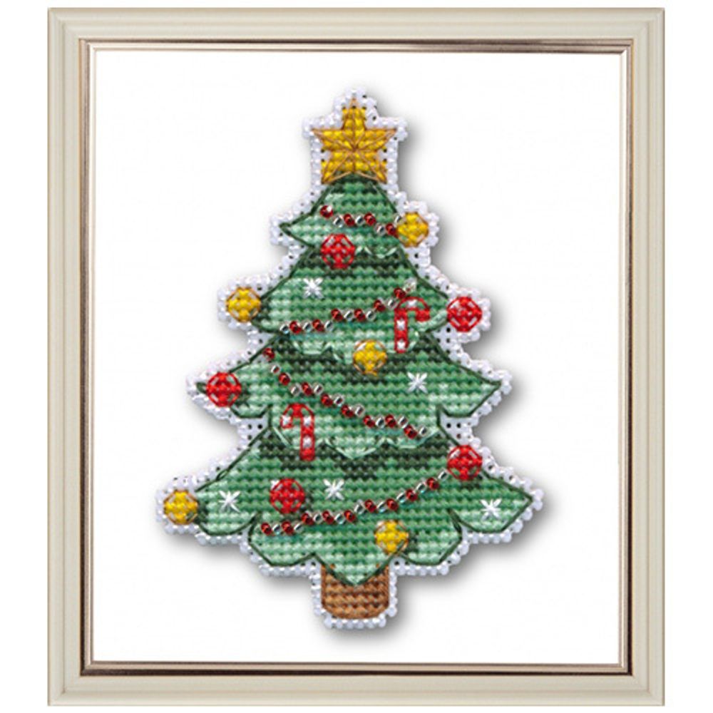 Набор для вышивания нитками Овен, Новогодняя елочка 7х9,6 см