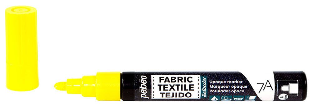 Маркер для темных и светлых тканей 7A Opaque 4 мм, перо круглое, 6 шт, 804402 Желтый, Pebeo