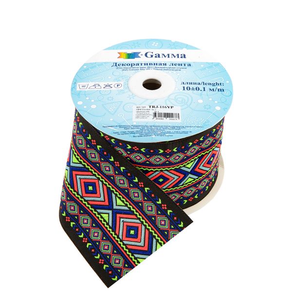 Лента (тесьма) жаккардовая 70.0 мм / 10±0.5 метров, 3, Gamma TRJ-116YP