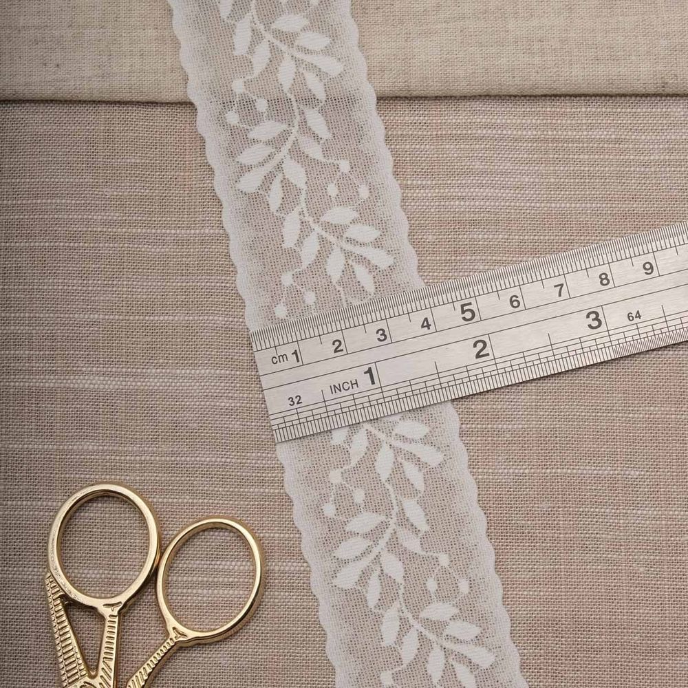 Кружево эластичное (стрейч) 40 мм / 22.86 метра, белый, 3AR2754