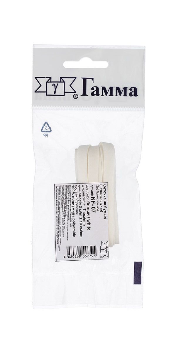 Паутинка сеточка на бумаге 7 мм / 5 шт по 3 метра, белый, NF-07, Gamma