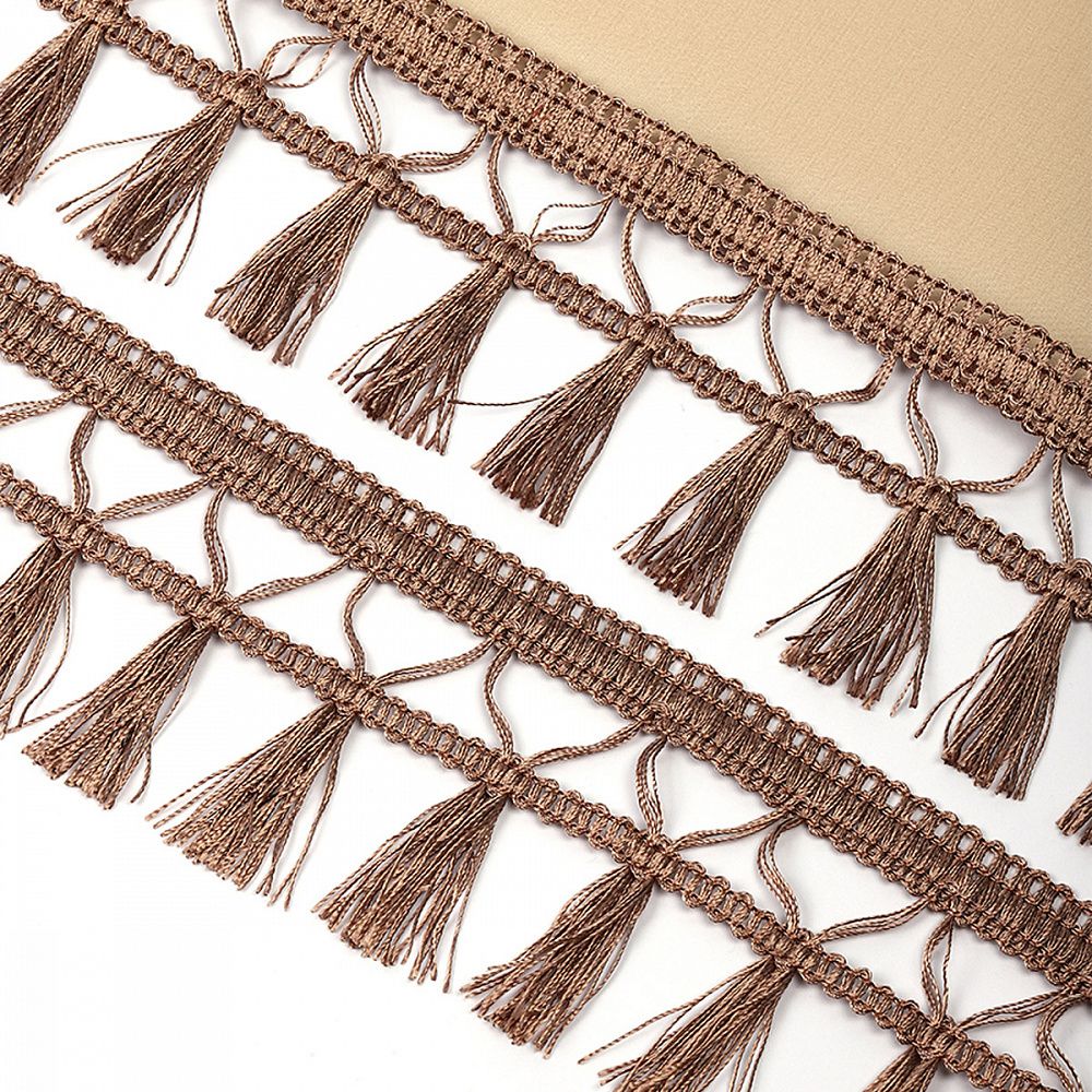 Бахрома отделочная 70.0 мм / 10 метров, 6154-0419, с кисточками, цв.6458 темно-бежевый