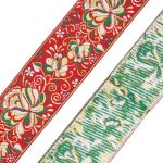 Лента (тесьма) жаккардовая 50.0 мм / 25±1 метров, рис. 9568 Гжель, (6 красный/зеленый/желтый/белый) С3379Г17