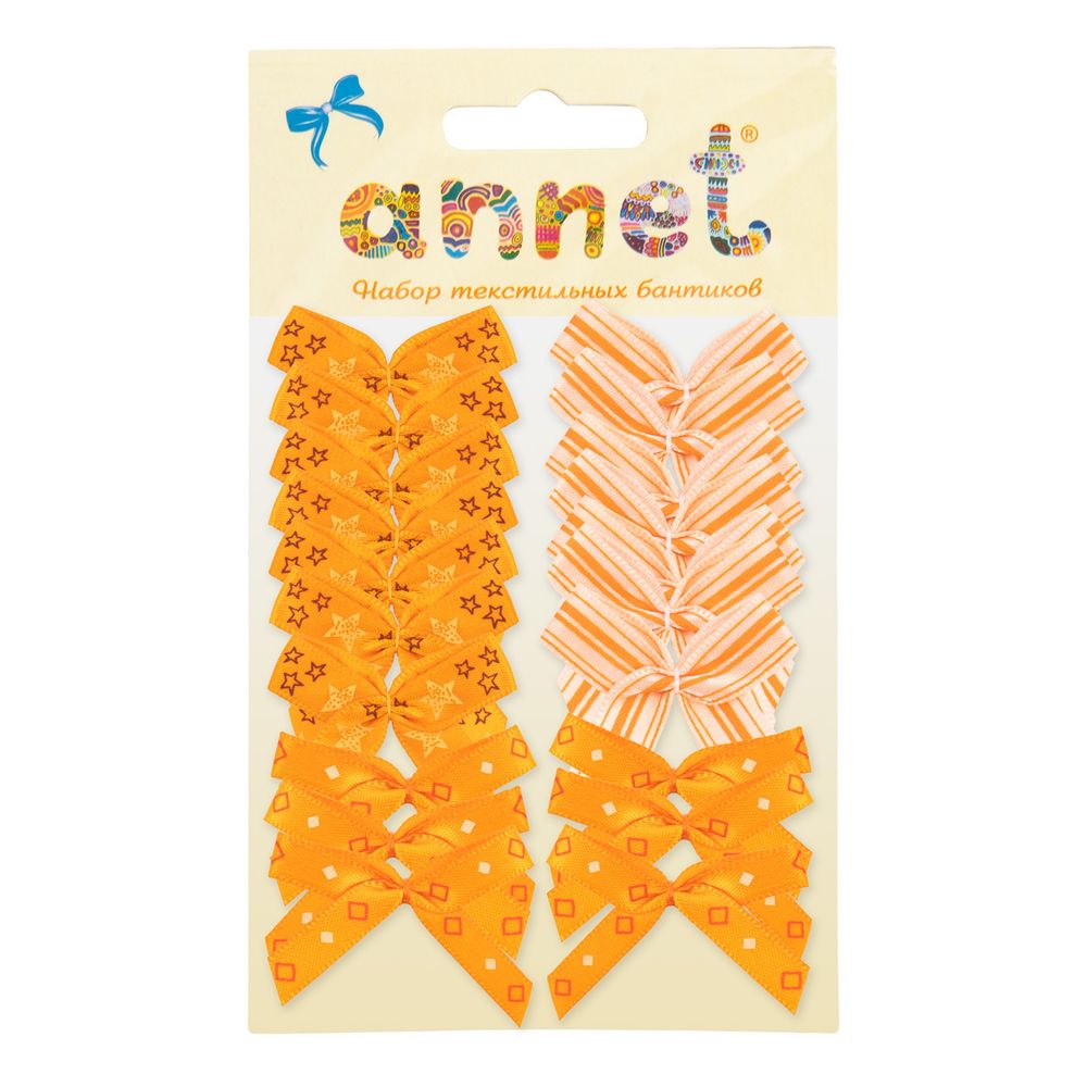 Набор текстильных бантиков, 100 шт, 306 оранжевый, Annet BDR