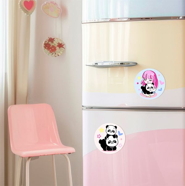 Картина по номерам Фрея PNBM-014, Любовь к пандам, (на магните) 9х9 см