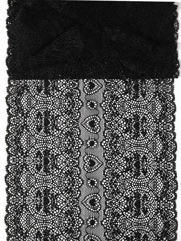 Кружево бельевое эластичное 185 мм / 2.7 м, 6185, цв.02 черный, Kruzhevo