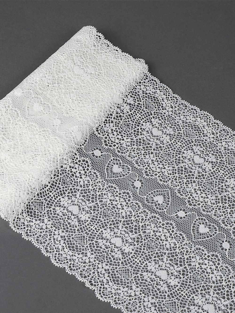 Кружево бельевое эластичное 185 мм / 2.7 м, 6185, цв.004 белый, Kruzhevo